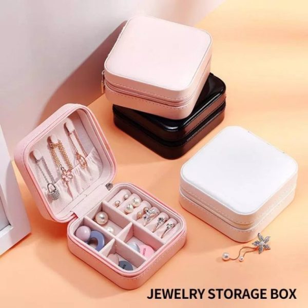 Compact Travel Leather Jewelry Organizer Box (Random Colour)