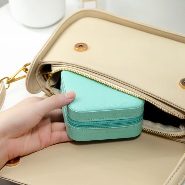 Compact Travel Leather Jewelry Organizer Box (Random Colour)