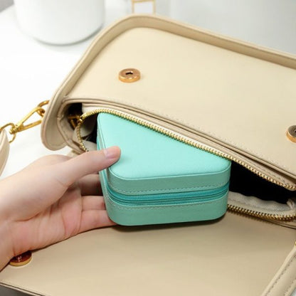 Compact Travel Leather Jewelry Organizer Box (Random Colour)