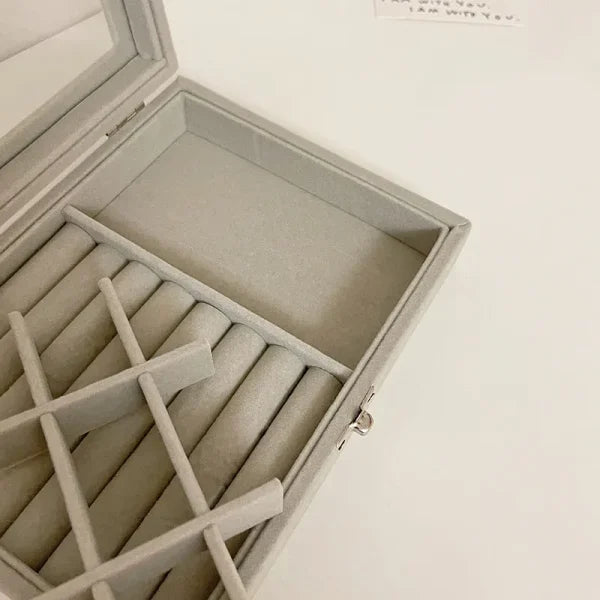 Mistico Velvet Carrying Case With Glass Cover Jewelry Ring Display Box (Random Colur)