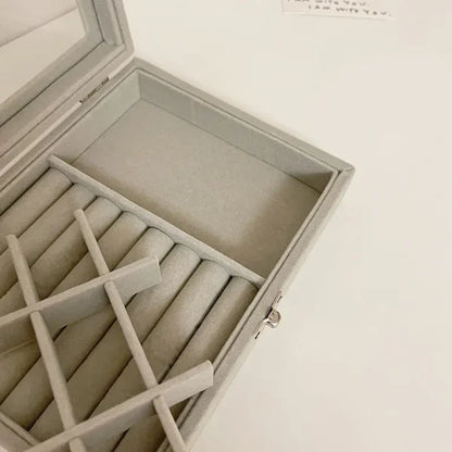 Mistico Velvet Carrying Case With Glass Cover Jewelry Ring Display Box (Random Colur)