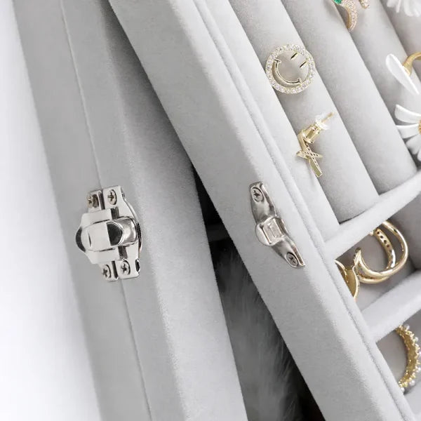 Mistico Velvet Carrying Case With Glass Cover Jewelry Ring Display Box (Random Colur)