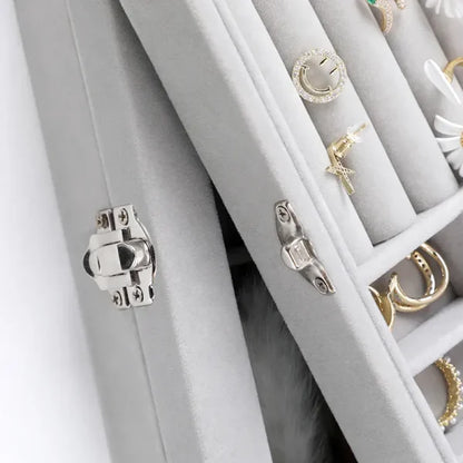 Mistico Velvet Carrying Case With Glass Cover Jewelry Ring Display Box (Random Colur)